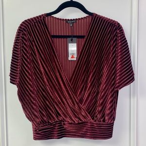 Deep V Cross-over Cropped Shirt